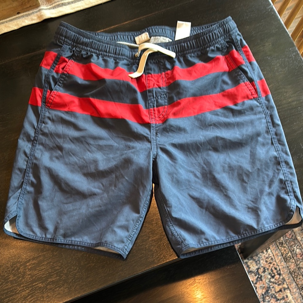 Men's Blue and Red Swim Shorts